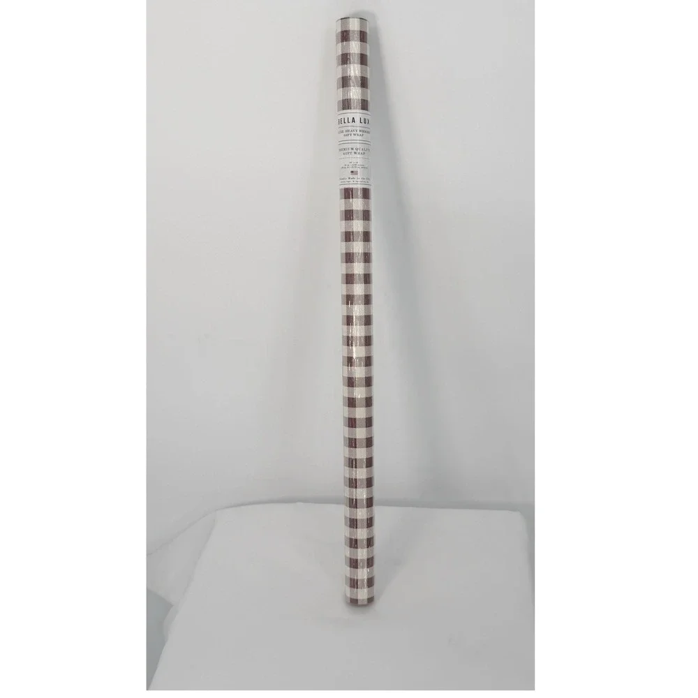 Bella Lux Luxe Heavy Weight Gift Wrap Red Cream Buffalo Plaid 30 sq ft 109-08